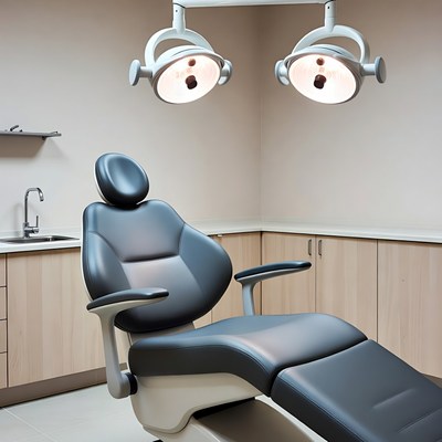Empty Dental Chair with Surgical Lights