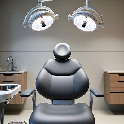Empty Dental Chair with Surgical Lights