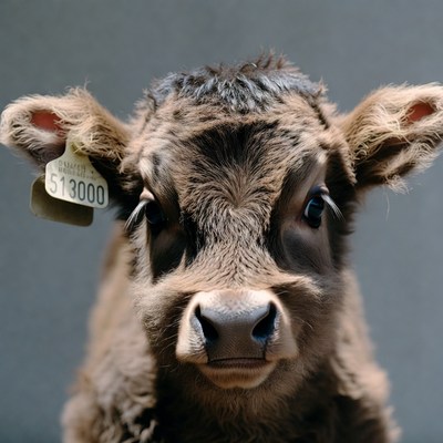 Cute brown calf with ear tag