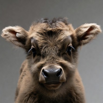 Cute baby calf close-up