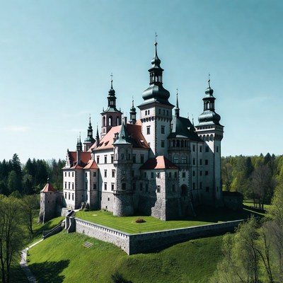 Majestic Castle on Green Hill