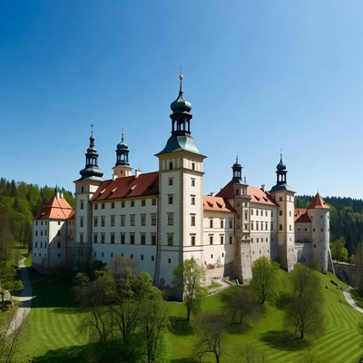 Spis Castle on green hill