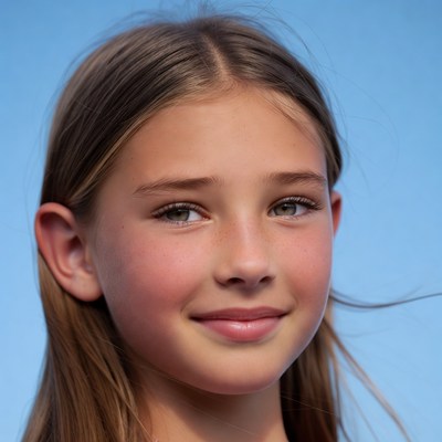 Teen girl smiling on blue background