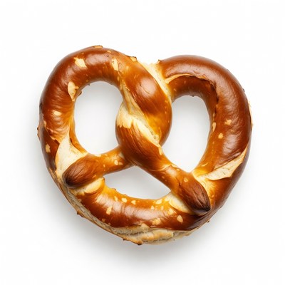 Fresh pretzel on white background