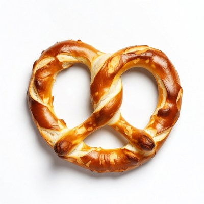 Fresh pretzel on white background