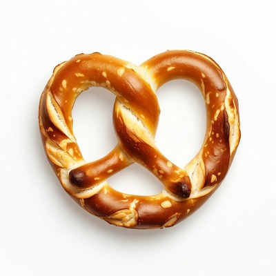 Heart-Shaped Pretzel on White Background