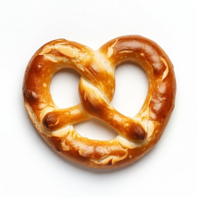 Fresh pretzel on white background