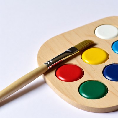Wooden Paint Palette with Brush