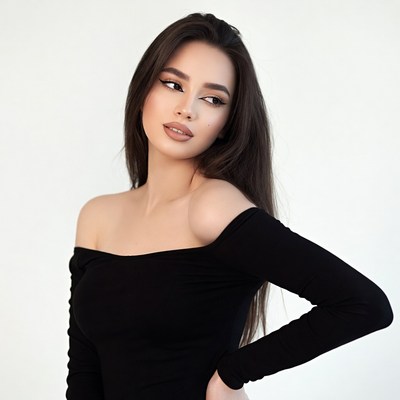 Beautiful woman in black off-shoulder dress