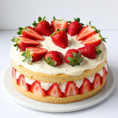 Strawberry Cake with Whipped Cream