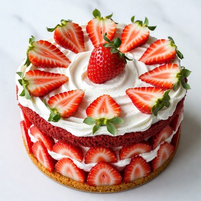 Strawberry Cake with Whipped Cream