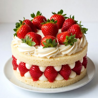 Strawberry Cake with Whipped Cream