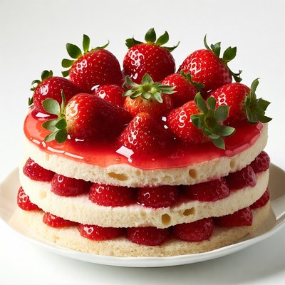 Strawberry Cake on White Plate
