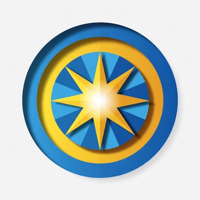 Blue and Yellow Star in Circles
