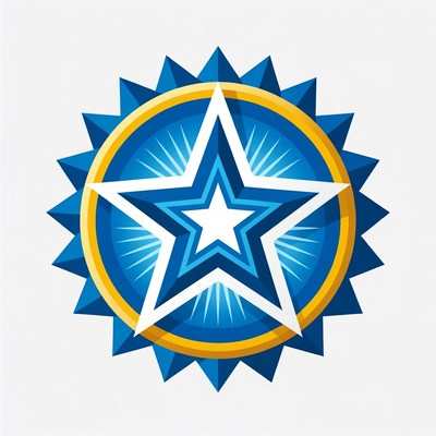 Blue Gold Starburst Badge