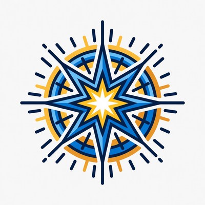 Blue and Yellow Starburst Icon