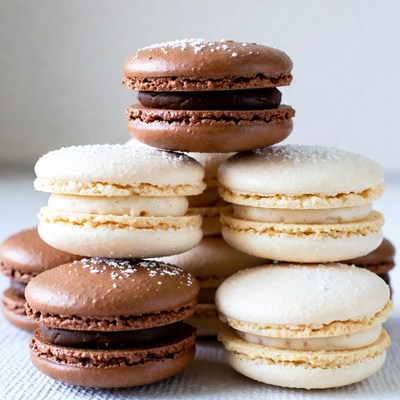Stacked Chocolate and Vanilla Macarons