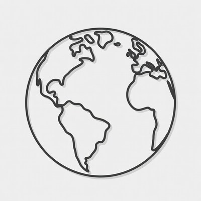 Line Art Earth Globe