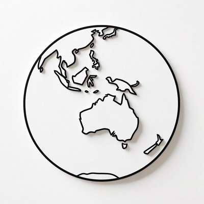 Line Art Globe with Australia
