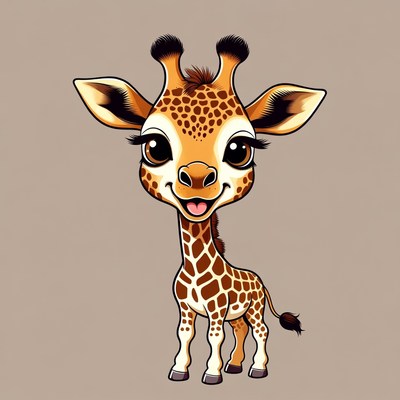 Cute cartoon baby giraffe