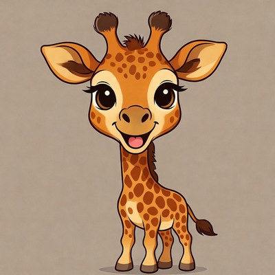 Cute cartoon baby giraffe