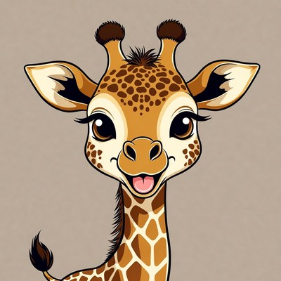 Cute cartoon baby giraffe smiling