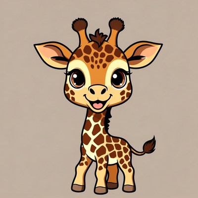 Cute cartoon baby giraffe