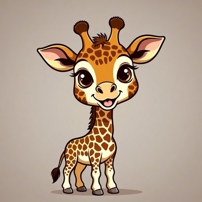Cute cartoon baby giraffe