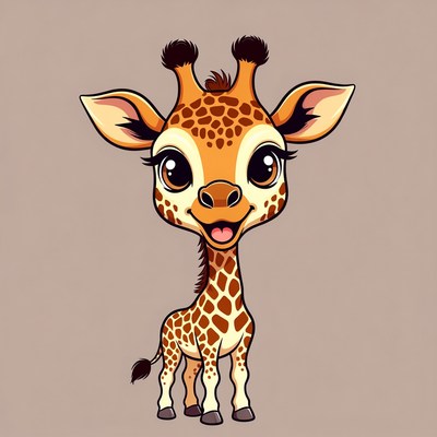 Cute Cartoon Baby Giraffe