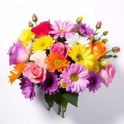 Colorful Bouquet of Roses and Daisies