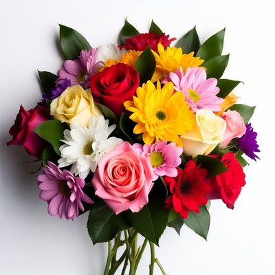 Colorful bouquet of roses and daisies