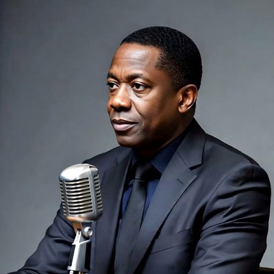 African-American man speaking into microphone