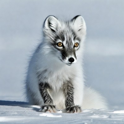 Arctic Fox Sitting in Snow