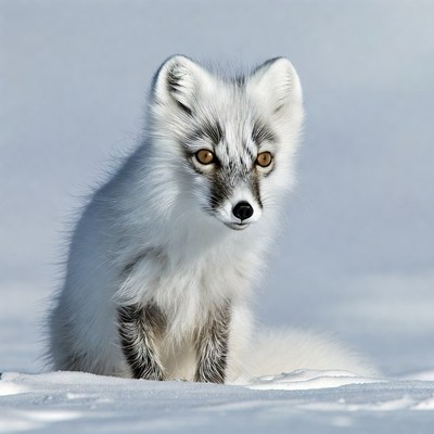 Arctic Fox Sitting in Snow