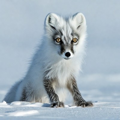 Arctic Fox Sitting in Snow