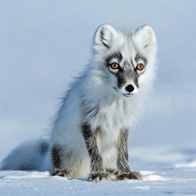 Arctic Fox Sitting on Snow