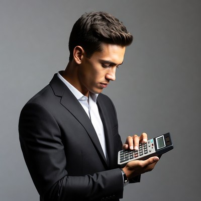 Man calculating with calculator