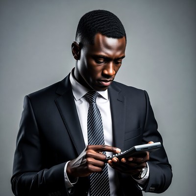 African man calculating with calculator