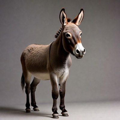 Donkey standing on gray background