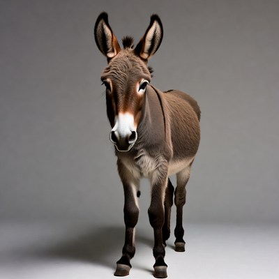 Brown donkey standing isolated
