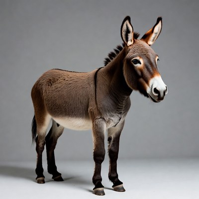 Donkey standing on gray background
