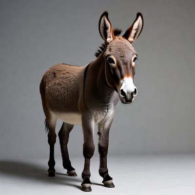 Donkey standing on gray background