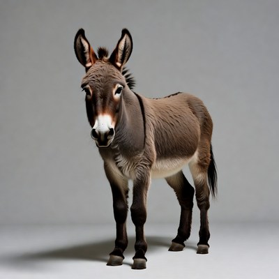 Donkey standing on gray background