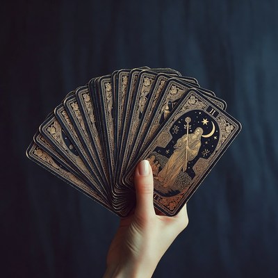 Hand fanning tarot cards