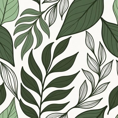 Green Leaf Seamless Pattern