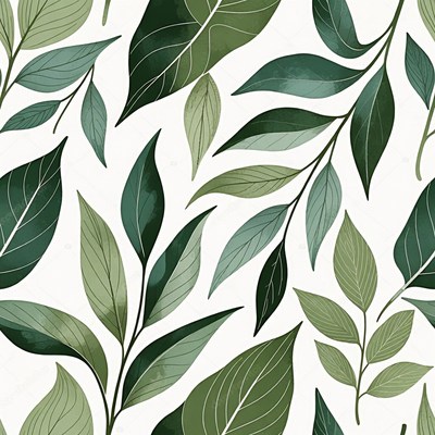 Green Leaves Seamless Pattern