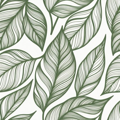 Green Leaf Line Art Pattern