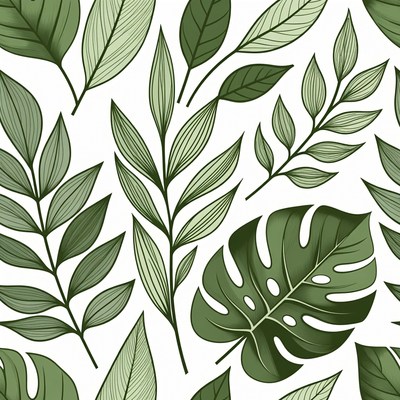 Green Leaf Seamless Pattern