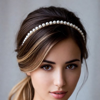 Woman with pearl headband