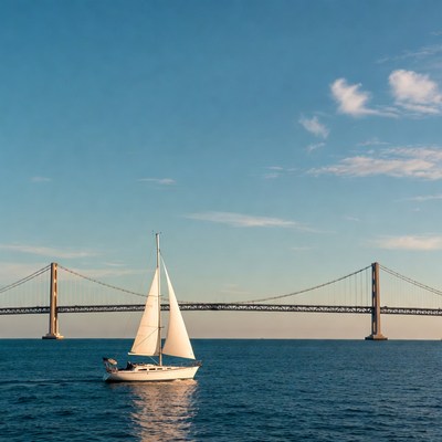Sailboat under Golden Gate Bridge